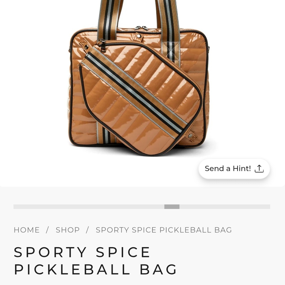 Dark Nude Patent Pickleball Bag with Striped Accents
